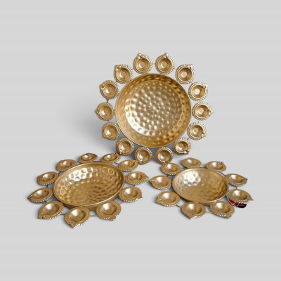 Metal diya urli set of 3