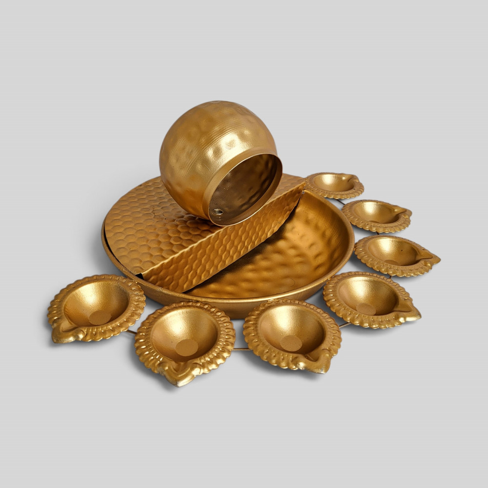 Metal diya urli with motor