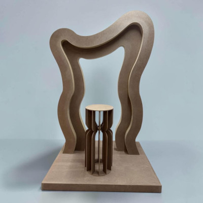 Wooden Arch Display Stand with Platform & Table