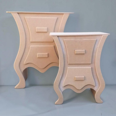 Carved Wooden Side Table Set of 2