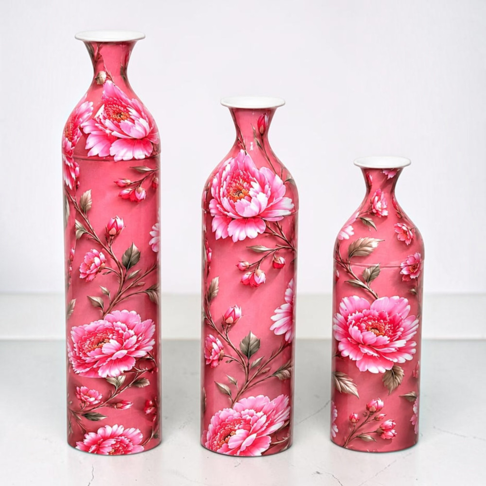 Metal Bottle Vase Printed