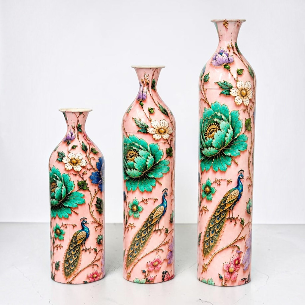 Metal Bottle Vase Printed